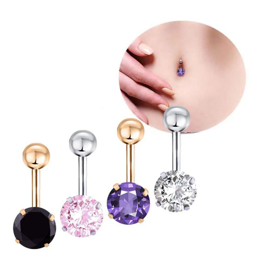 

1pcs Sexy Women Gold Navel Piercing Belly Button Body Jewelry Crystal Zircon Rhinestones Round Body Ring Jewelry