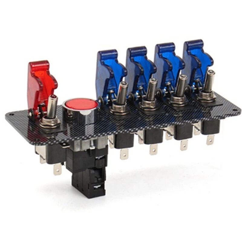 

NEW Racing Race Car Ignition Switch+ 4 Blue&1 Red LED Toggle Switch Button Panel