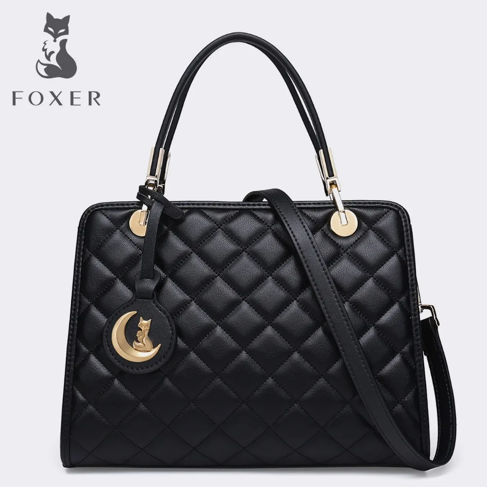 

FOXER Brands Cowhide Leather Women Handbags Lady Luxury Bags Soft Shoulder Bag for Female Fashion High quality Tote Bags