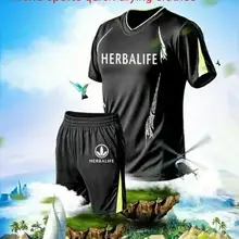 Herbalife одежда спортивный Быстросохнущий дышащий материал, впитывающий влагу мужской летний спортивный фитнес уличная спортивная одежда большой