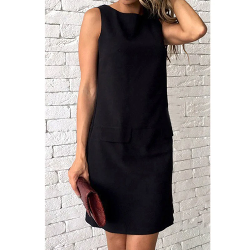 

Summer Dresses Women 2017 Fashion O-neck Sexy Sleeveless Dress Casual Elegant Black Women Dresses Feminine Vestido Pink LJ9075Y