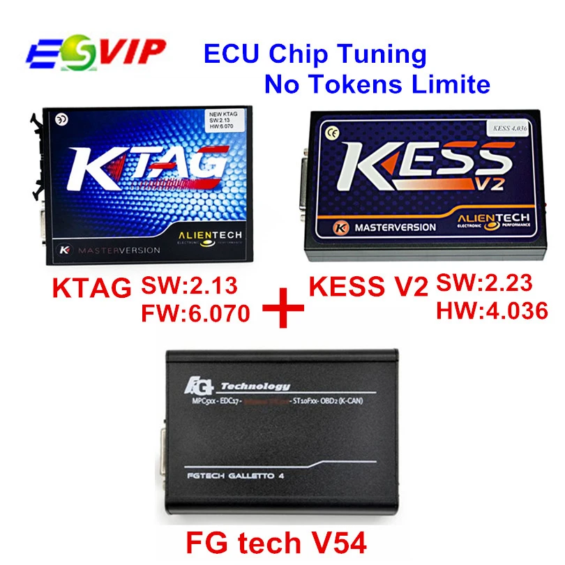 

DHL Free Newes KESS V2 Manager Tuning Kit NoToken KESS V2.32 + KTAG V2.13 K tag ecu programming tool + FG TECH Galletto 4 V54