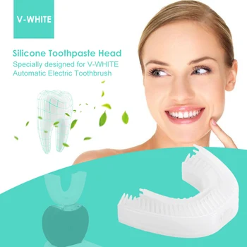 

2018 V-WHITE U-shape Toothbrush Toothpaste Head eco friendly Silica Gel Head Automatic Electric Toothpaste Head 5 Color