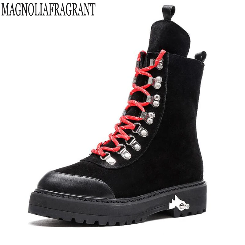 

2018 Genuine leather women martin boots winter warm shoes botas feminina female Hiking ankle fashion Women's boots botas mujer