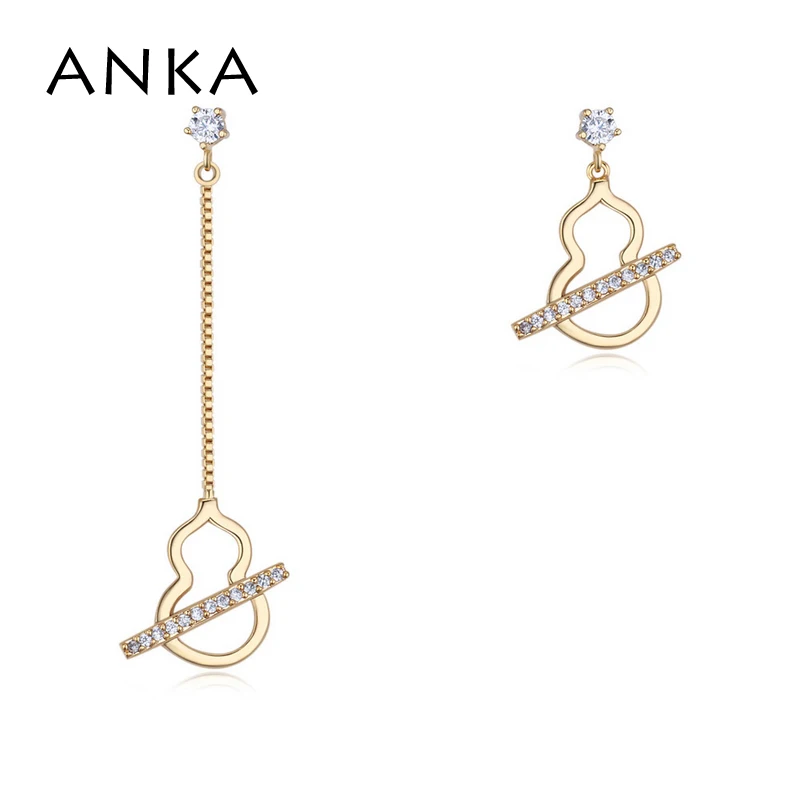 

ANKA luxury full drill drop long gourd shape earring for women fashion zircon wedding asymmetric earrings fashion jewelry #26182