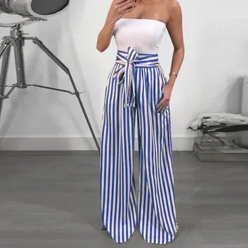 

2019 NEW FASHION Women Striped High Waist Harem Pants Women Bandage Elastic Waist Casual PantsWaist Casual Pants summer c0314