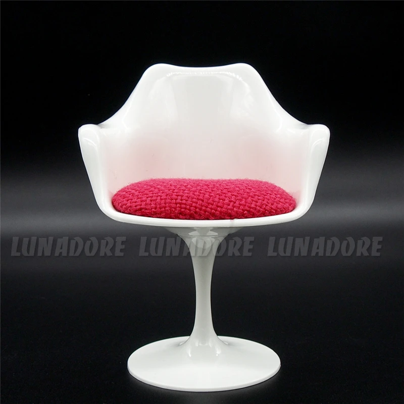 Odoria 1:6 Miniature White Tulip Armchair Swive Chair for