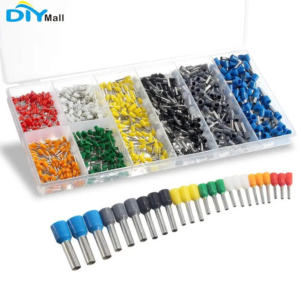 

800pcs DIYmall Wire Ferrules Insulated Crimp Pin Terminal Kit for Electrical Projects Suitable for AWG 24-10 cable 8 Sizes