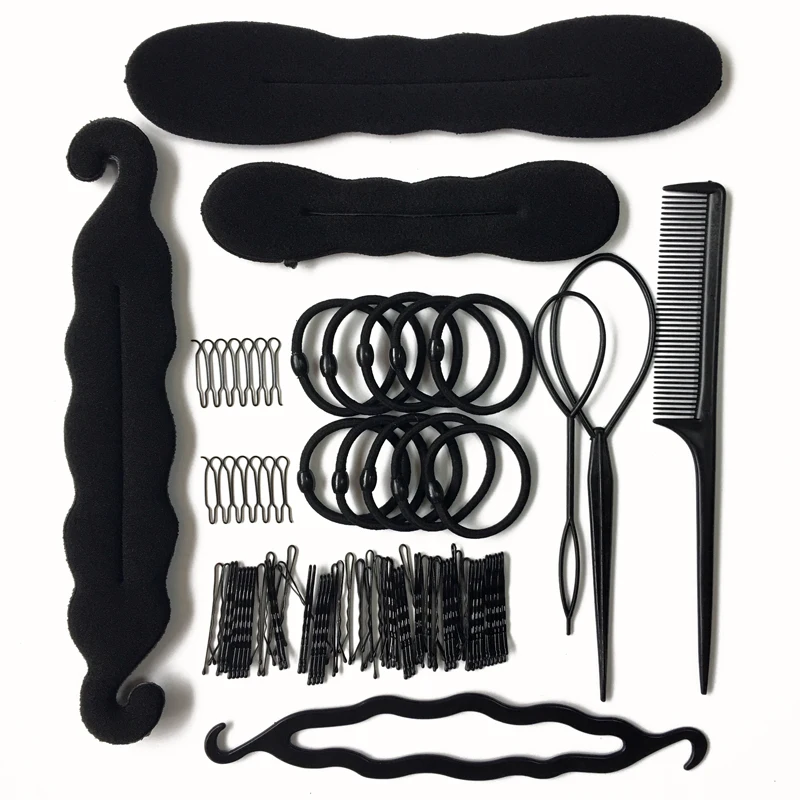 Multi Style Hair Accessories Braider Donut Clips for Women Girls Rubber Band Tie Gum Spring Bun Hairpins Headbands |