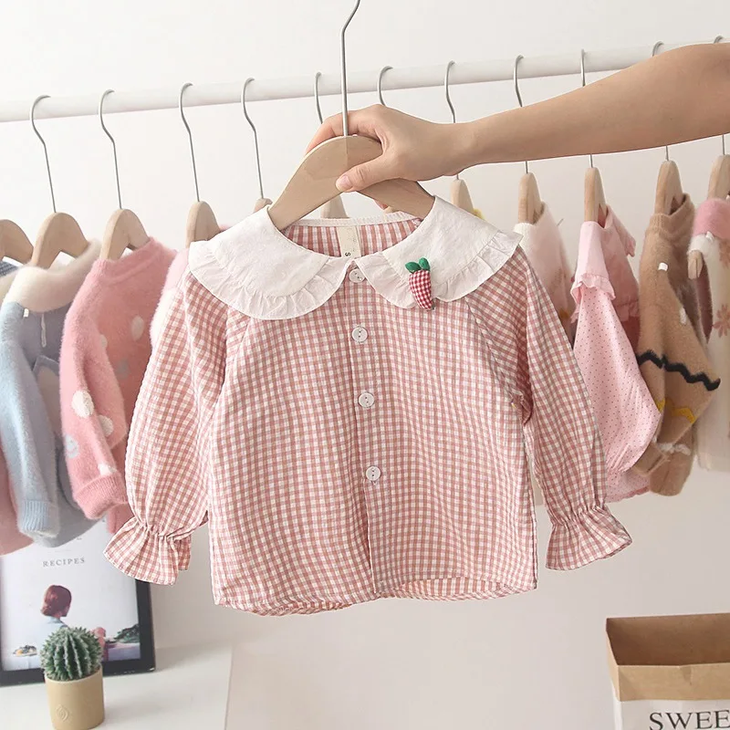 Autumn Baby Girls Kids Shirt Princess Long Sleeve Tops Infants Children Clothes Wear Shirts S9411