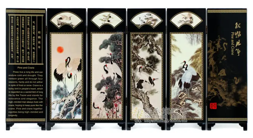 Chinese Lacquer Painting Beautiful Folding Screen Plum flower pattern 