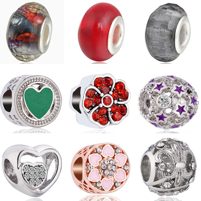 

Maxi Making Jewelry Cat Cross Mickey Mouse Flowers Stars Crystal Beads Charms Fit Pandora Bracelets Necklaces for Women Girl DIY
