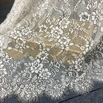 

GLace 3M/Lot High quality black line white lace eyelash fabric tulle clothing skirt tablecloth diy handmade accessories TX1028