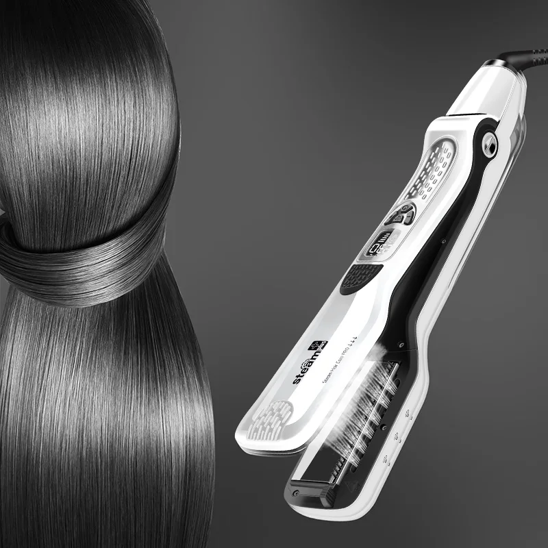 Ckeyin Топ Класс Электрический паровой выпрямитель для волос Flat Iron ЖК-дисплей Дисплей Vapor Керамика Выпрямители для волос Инструменты для укладки волос 40