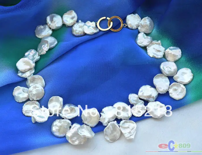 

ddh00869 Huge 17" WHITE lamina KESHI REBORN PEARL NECKLACE