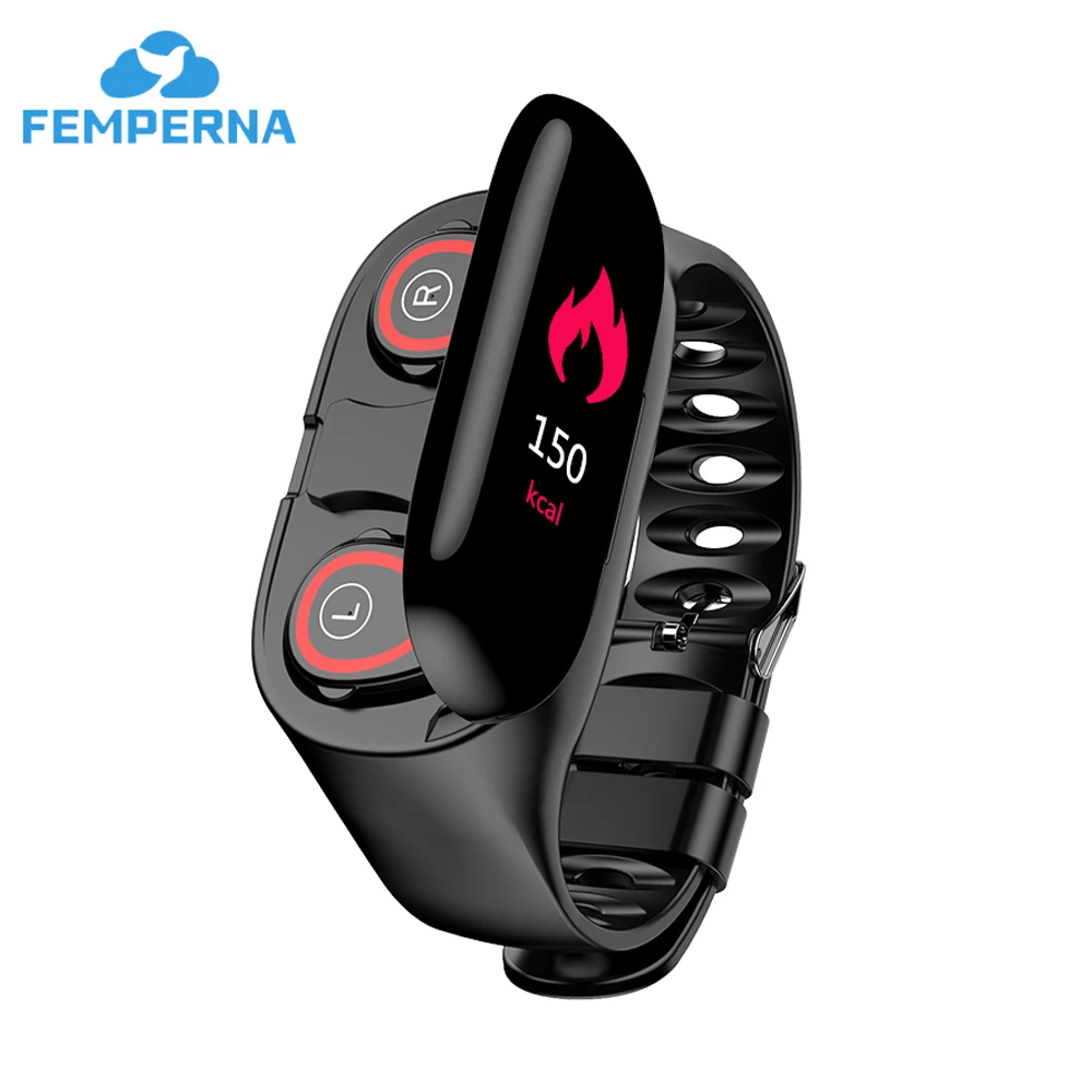 Беспроводные Bluetooth наушники Femperna TWS с фитнес браслетом пульсометром и