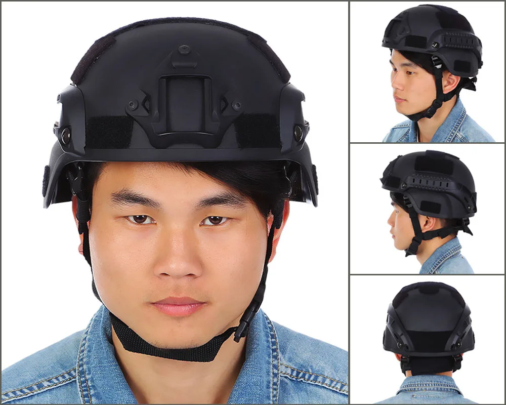 JJW Tactical Helmet Airsoft Gear Paintball Head Protector with Night Vision Sport Camera Mount