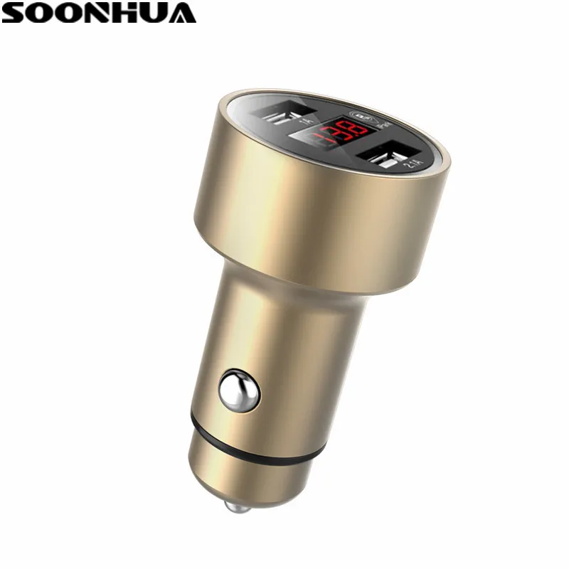 

SOONHUA Dual USB Car Charger Digital LED Display 5V 3.1A Fast Charging Intelligent Find Car GPS Positioning For iPhone Samsung