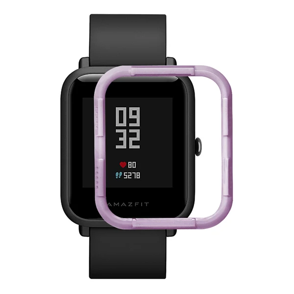 Защитный чехол для Xiaomi Huami Amazfit Bip Youth чехол для смарт часов тонкая красочная рамка чехол для ПК защитная оболочка для Xiaomi - Цвет: light purple