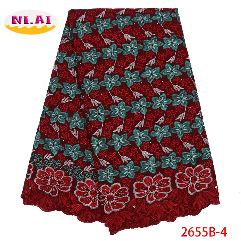 

African Dry Lace Fabrics 2019 High Quality Cotton Lace Fabric Swiss Voile With Stones Swiss Voile Lace In Switzerland XY2655B-4