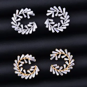 

GODKI 25mm Elegant Olive Branch Leaf Micro Cubic Zirconia Pave Women Wedding Bridal Party Engagement Earring