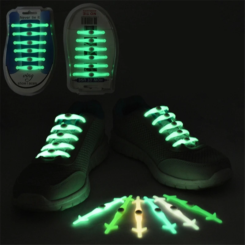 

2017 Silicone Light Shoe Lace Unisex Elastic No Tie Shoeslace casual Sneakers Luminous Strap Lacet Chaussure
