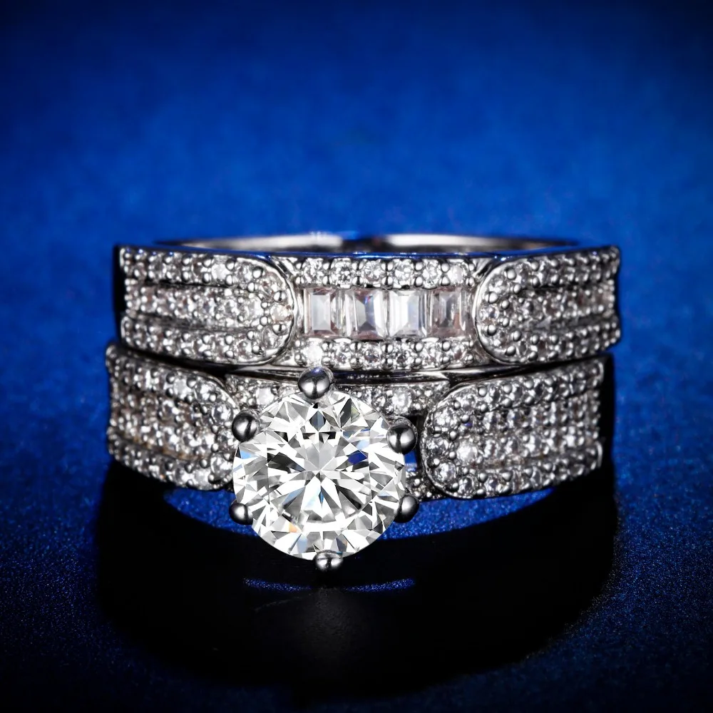 

Original Design Handmade cz unique style top quality Ring 2ps in 1 couple Cubic Zirconia Hot Ins sterling silver 925