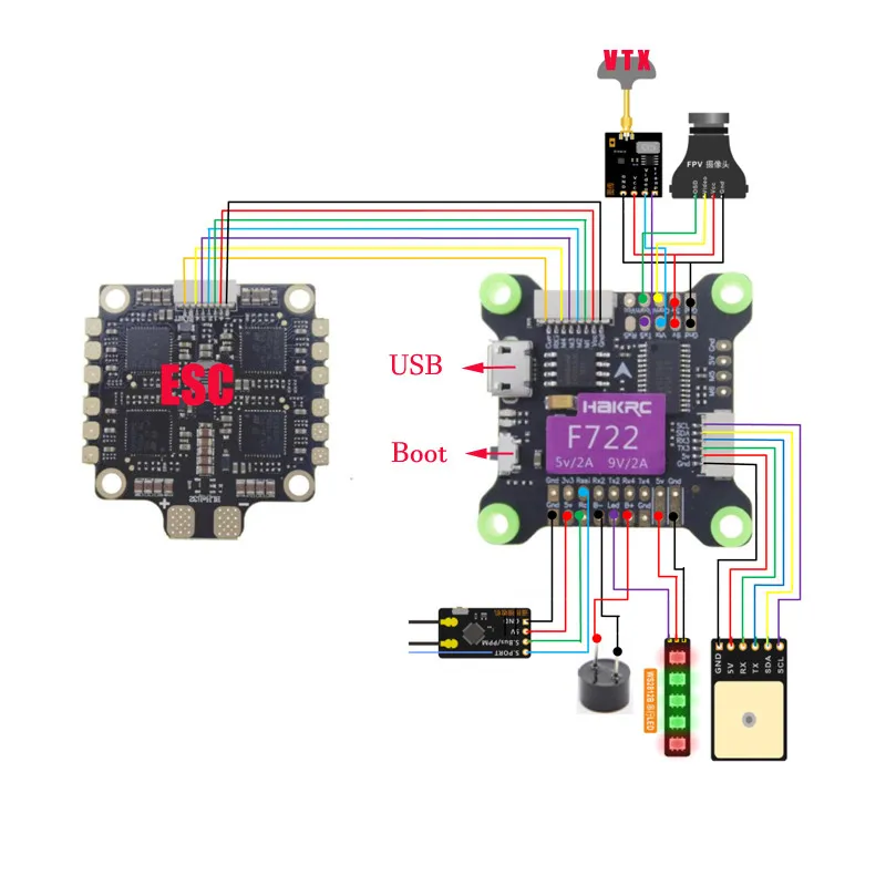 HAKRC F722 MPU6000 5V/2A 9V/2A 3 9S OSD BEC Контроллер полета для радиоуправляемого дрона FPV