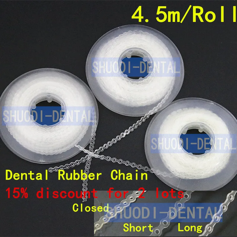 

1 Roll/4.5m Dental Tool Material Orthodontic Elastic Clear Ultra Power Chain Rubber Transparent Continuous Long Short Closed