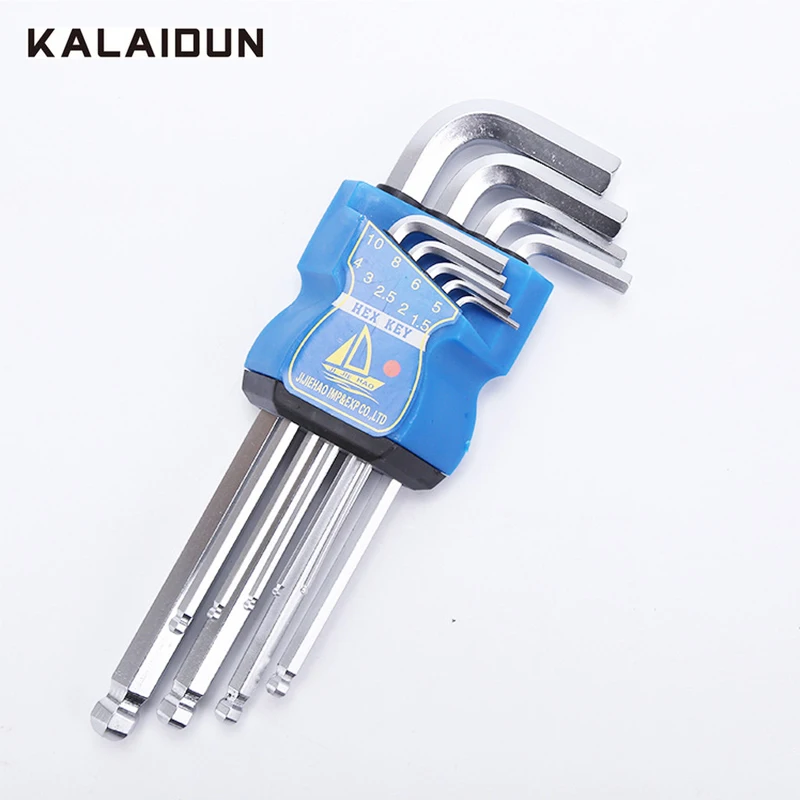 

KALAIDUN Hexagon Allen Key Wrench Socket L-Shape 9pcs/set 1.5mm-10mm Double End Spanner Multifuctional Repair Tool Set Hand Tool