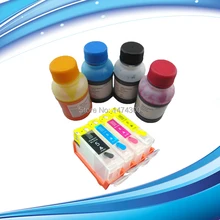 Ximo 4 цвета съедобные заправки чернил Набор для Canon 4C принтера, 4*100 мл в бутылках с 1 Набор пустых многоразового картриджа