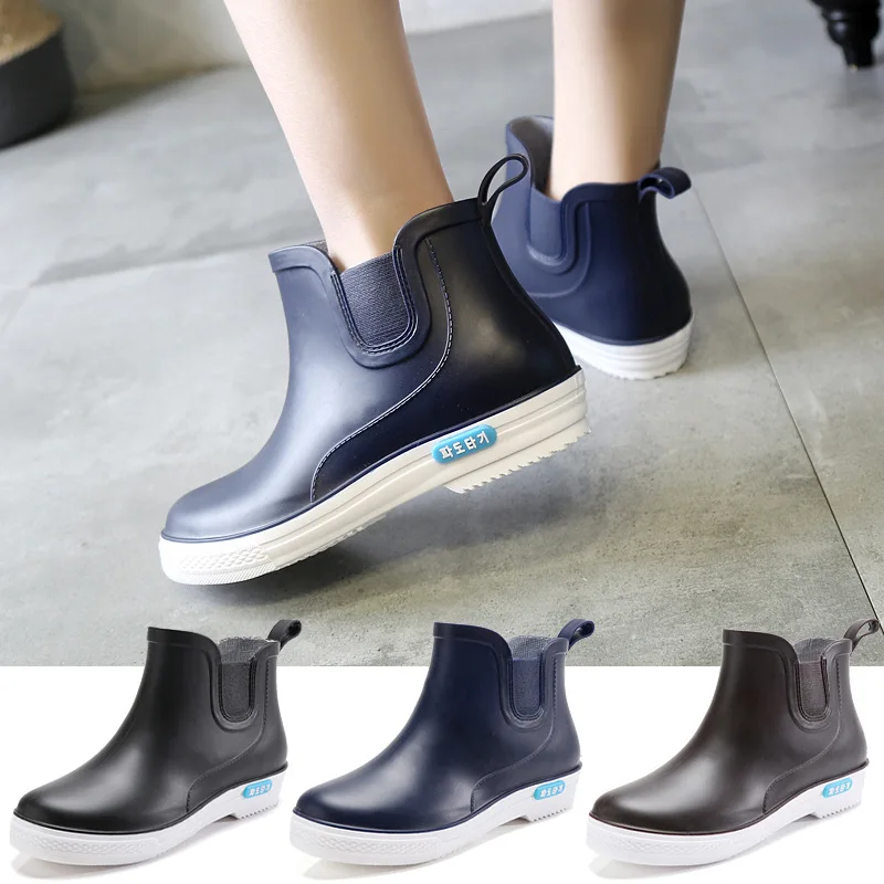 Kesmall Men Rubber Rain Boots Fashion Black Chelsea Casual Lovers Botas Slip On Waterproof Ankle Moccasins Ws474 huismerk kopen in de aanbieding Kesmall Men Rubber Rain Boots Fashion Black Chelsea Casual Lovers Botas Slip On Waterproof Ankle Moccasins Ws474 huismerk kopen in de aanbieding