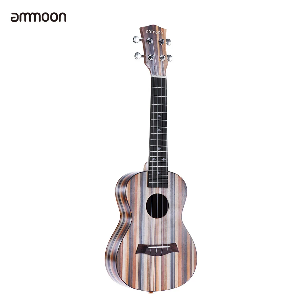 ammoon 24" Acoustic Wooden Soprano Ukulele Uke 18 Frets 4 Strings Neck Rosewood Fingerboard String Instrument Musical Gift