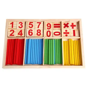 

New 1Set Math Manipulatives Wooden Counting Sticks Baby Kids Preschool Educational Toys Gift