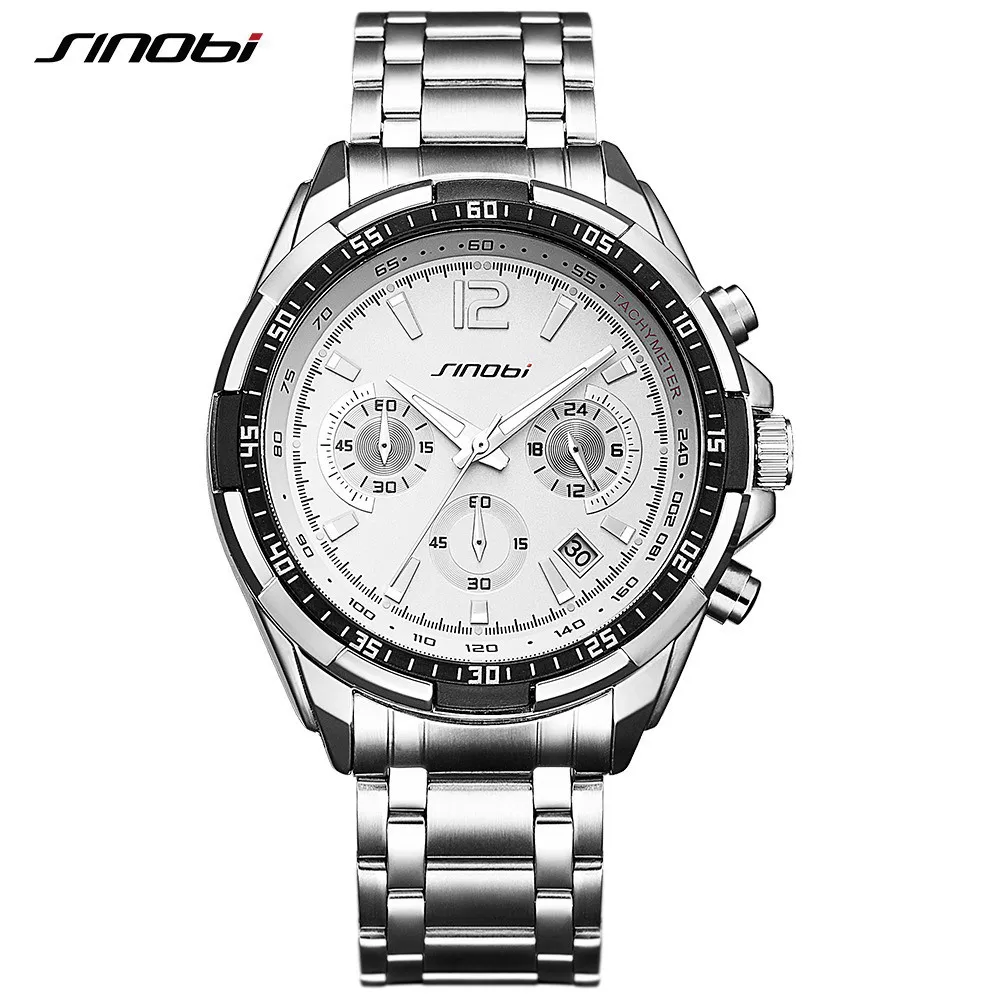

SINOBI Business Men Watch Fashion Steel Strap Quartz Watch Men Luminous Watches Top Brand Luxury relogio masculino
