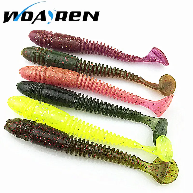 5Pcs/lot 7.5cm 3.2g Soft baits Artificial Worm Silicone Swimbaits Fishing Lure T Tail Smell Lures 5 Colors Accessories FA-380 5pcs lot 10cm soft shrimp artificial baits fishing simulation noctilucent prawn lures anabaena smell hook baits fishing lure