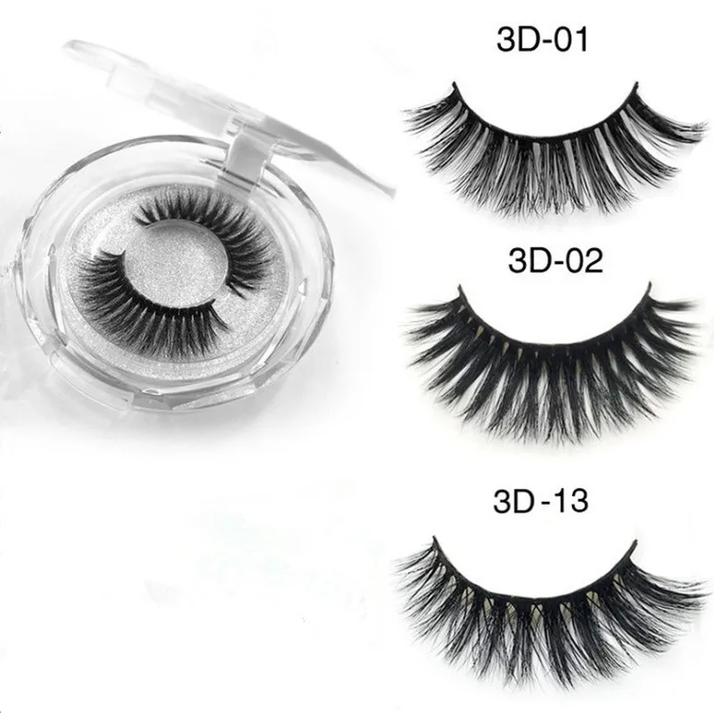 

1Pair 3D Mink Eyelashes Natural Long False Lashes Full Strip Lashes Thick Mink Lashes HandMade False Eyelashes Makeup Tool