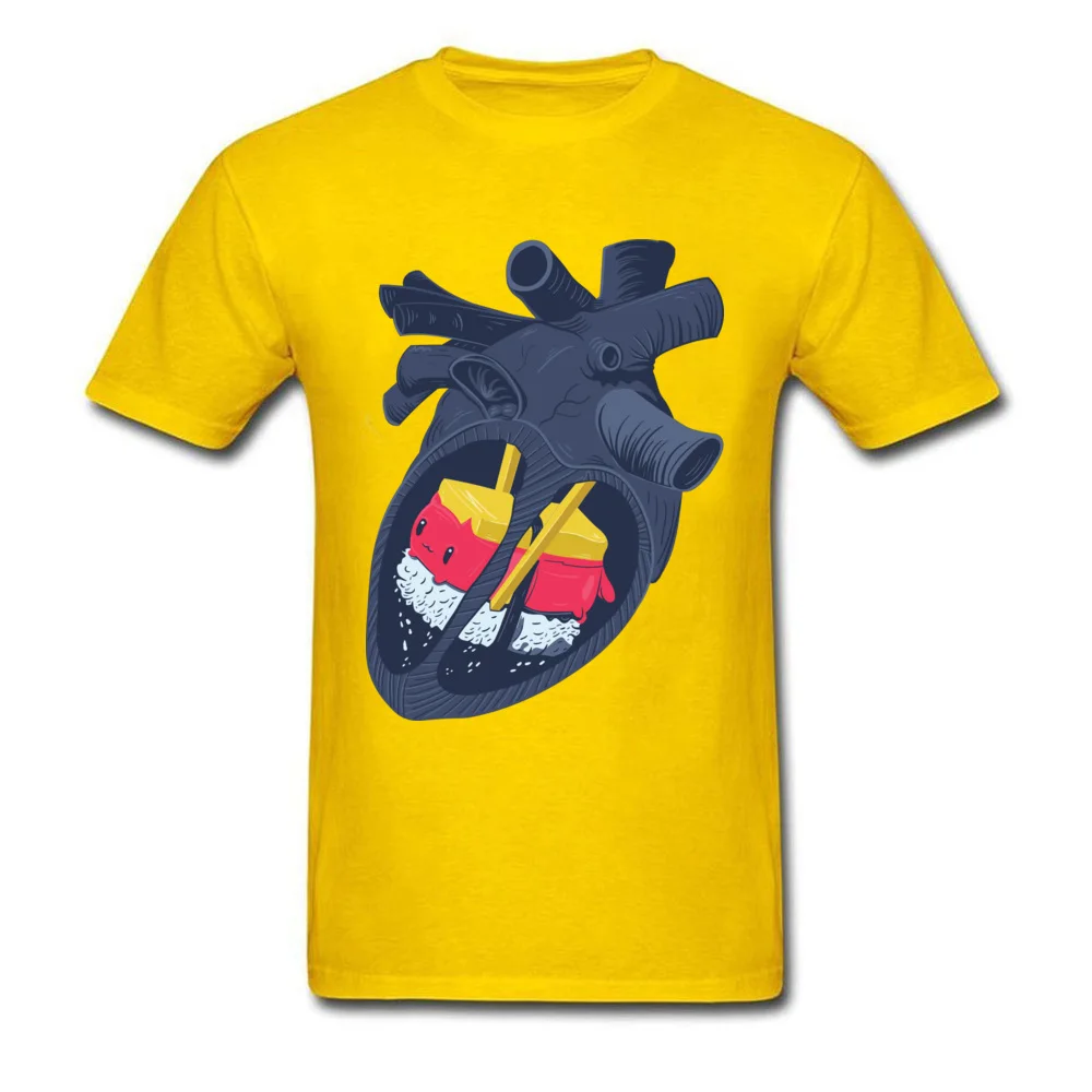 Hearth Sushi Kawaii Top T-shirts New Fashion Short Sleeve Party 100% Cotton Round Collar Men Tops Tees T Shirt April FOOL DAY Hearth Sushi Kawaii yellow