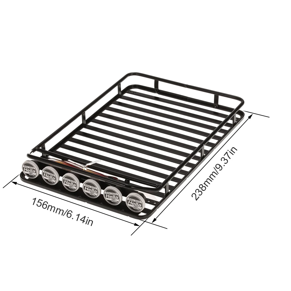 AX-519 Metal Roof Rack Luggage with 6 LED Light Lamp Kit  for Axial SCX10 RC4WD D90 RC Car 110 RC Rock Crawler Cars Parts (7)