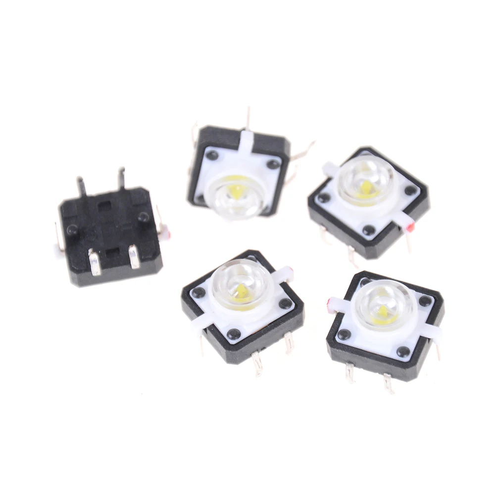5 шт./лот 12*12 мм 4PIN SMT Тактильный кнопочный переключатель с цветами LED микро сброса