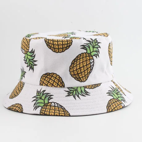 Панама, шляпа-Панама для мужчин и женщин летняя кепка с покрывалом банан печать Боб шляпа хип хоп Gorros рыбалка, рыбак шляпа - Цвет: pineapple white