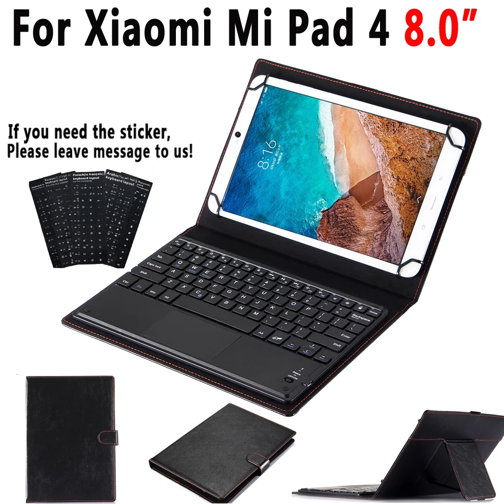 Case do Teclado para Xiao Capa de Couro do Plutônio Bluetooth + Presente Touchpad Almofada 8 8.0 Funda Destacar Teclado Caneta Stylus mi 4 Pad4