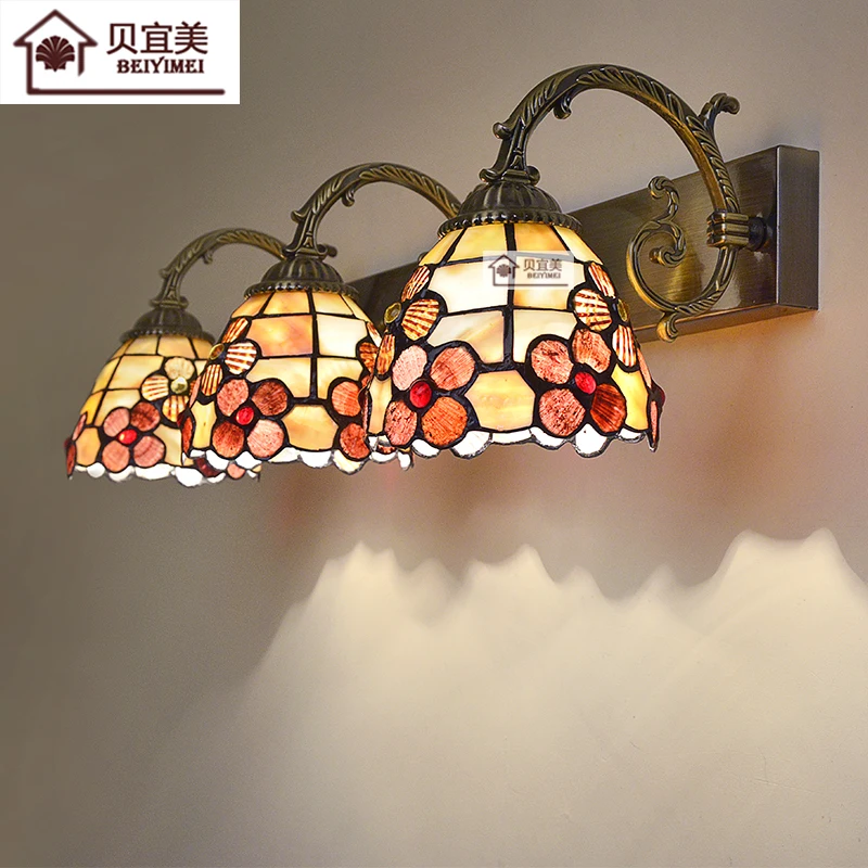 

Mediterranean LED Tiffanylampe,Tiffany Mermaid Wall Lamp AC 110/220V E27 Shell Wall Lamps for Home Corridor Bedroom