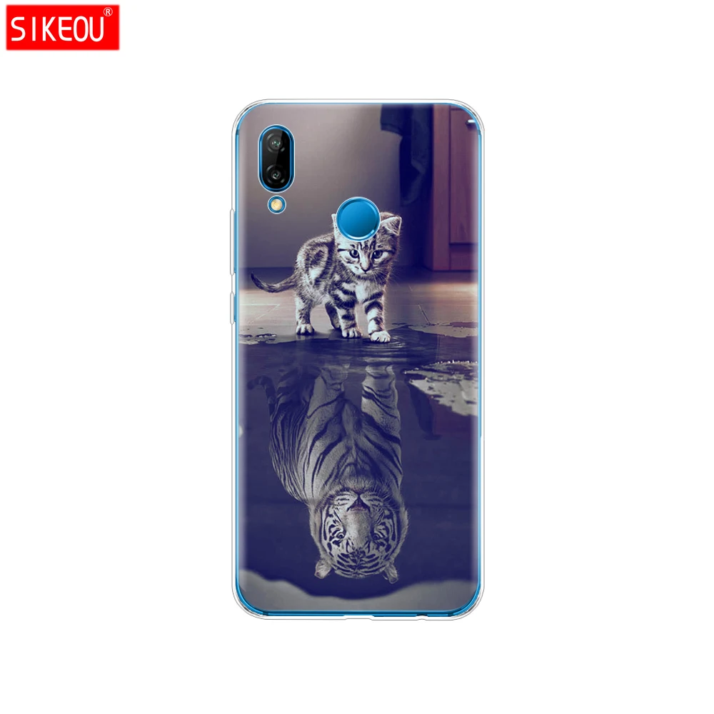 Силиконовый чехол для 5,8" huawei p 20 Lite huawei p 20 pro phone Для huawei p 20 Coque черный чехол Защитный Телефон прозрачный цветок кошки - Цвет: 12081