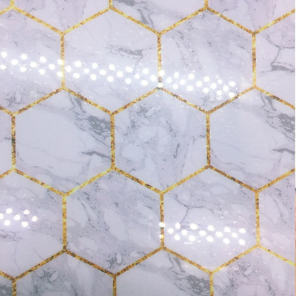 Funlife White Gold Marble Tiles Decal,Modern Self-adhesive Kitchen Wall Stickers Home Decoration Bathroom Waterproof Stickers