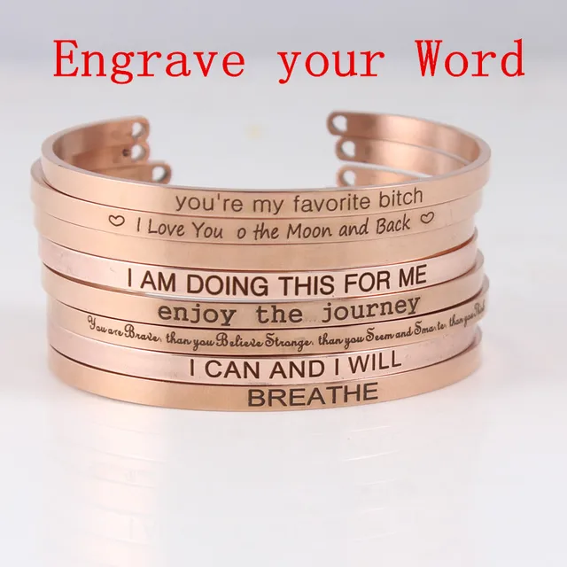 2018 Custom Your Word Inspirational Bracelet Personalized Jewelry 2018 Custom Your Word Inspirational Bracelet Personalized Jewelry Initial Engraved Name Bangle For