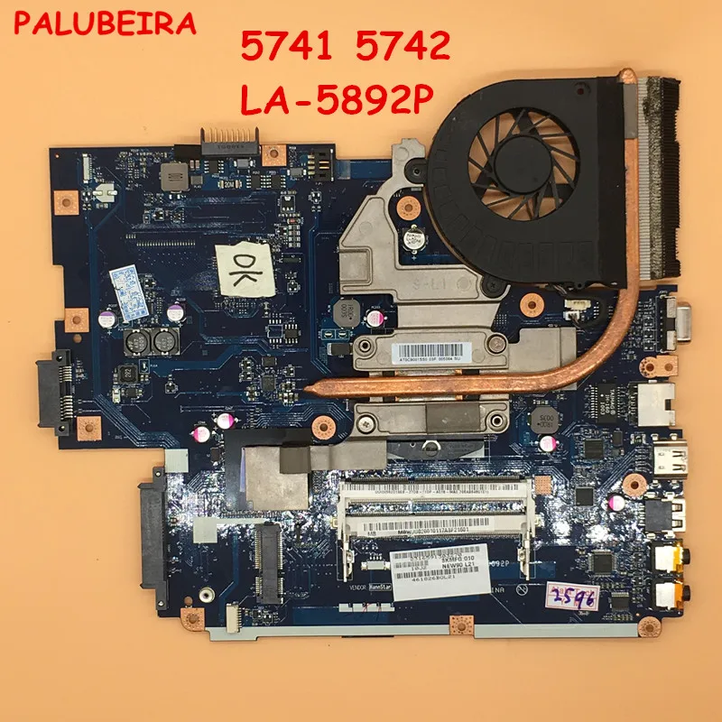 

PALUBEIRA MBPSV02001 Motherboard for acer aspire 5741 5742 LA-5892P with heatsink instead LA-5891P LA-5893P LA-5894P mainboard