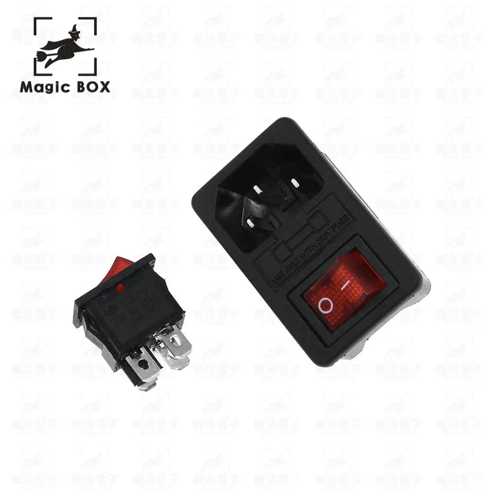 

220V/110V 6A Inlet Male Plug Supply Power Socket With 250V Fuse Switch 3D Printer Parts Accessories for 3D Printer DIY