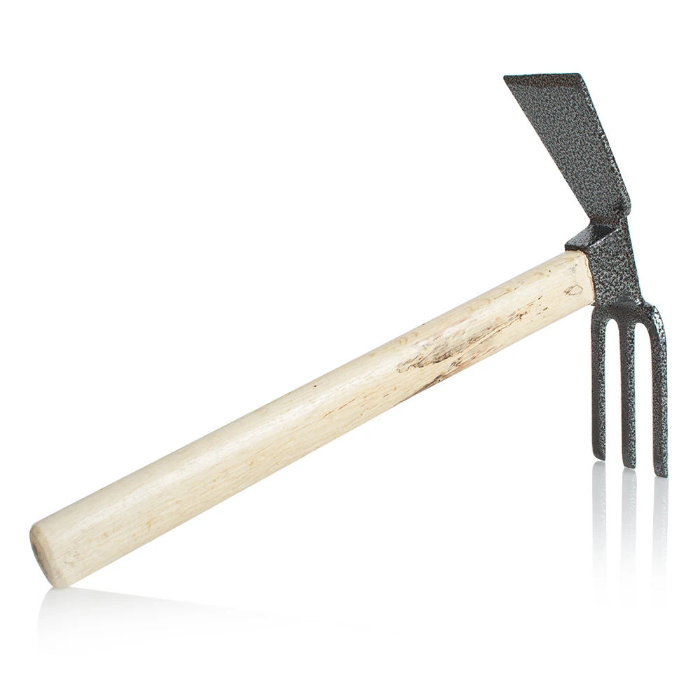 High Quality Dual Headed Hoe Cultivator Combo Wood Handle Garden Tool