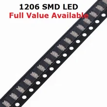 100 шт. 1206 светодиодный желтый красный зеленый теплый белый синий фиолетовый оранжевый светодиод SMD бисер супер яркий высокое качество